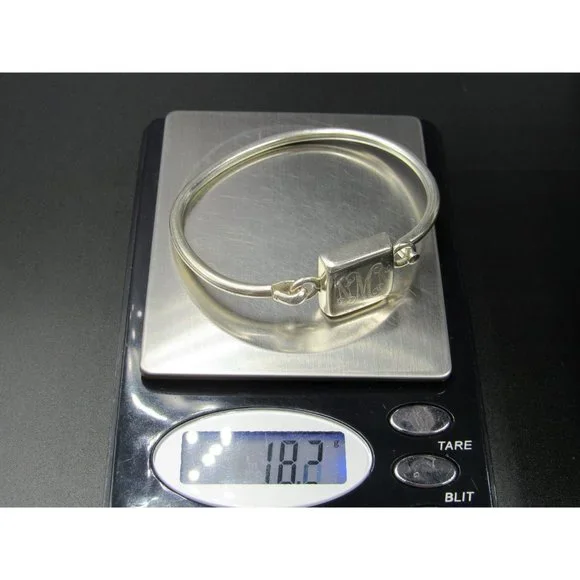 6 Inch Sterling Silver NMN Initials Heavy Bracelet - Picture 6 of 6